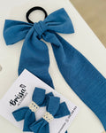 Lazo moña colero azul artesanal Brissa Accesorios